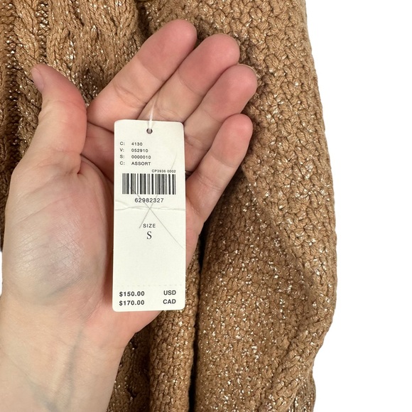 Pilcro Anthropologie Sz S Tan Gold Metallic Cable Knit Tunic sweater - Picture 9 of 14